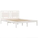 Structure de lit en bois massif - uu - 140x190 cm - blanc - bois de pin massif - lattes en contreplaqu� ...