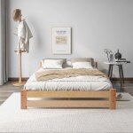 Lit double - lit en bois - 140 x 200 cm - pin massif - sommier � lattes