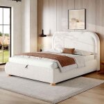 Structure de lit double 160 x 200 cm - fonction de rangement hydraulique - sommier � lattes et t�te de ...