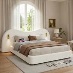 Structure de lit double � rangement hydraulique 180 x 200 cm - avec ports usb et lampes de lecture - ...