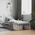 Structure de lit m�tal - uu - 90x200 cm - blanc - acier - espace de rangement - t�te de lit - pied de ...