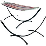 Structure de support de hamac - saska garden - 295x95x100 cm - m�tal - noir - charge 150 kg