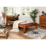 Stucture lit 120x200 - bois massif dacacia laqu� (miel) - style colonial - oxford 220