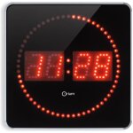 Studio horloge � led studio 2en1 �28 cm aluminium et rouge