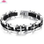 Style masculine - croix classique en titane acier bracelet homme - argent noir