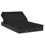 Style minimaliste - bain de soleil / transat - transat 2 places - avec toit pliable noir 213x118x97 cm ...