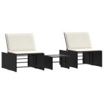 Style minimaliste - bain de soleil / transat - chaises longues modulaires 2 pcs - avec table en r�sine ...