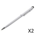 Stylet stylo metal x2 pour iphone se 2022 smartphone 2 en 1 bille elegant tablette ecrire universel (blanc) ...