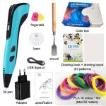 Mhy� - stylo 3d bleu pour enfants avec 10 bobines filament 50m et accessoires complets livre dessin pour ...