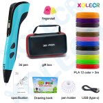 Mhy� - stylo 3d bleu pour enfants avec ecran lcd 3 vitesses alimentation type c design ergonomique idee ...