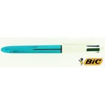 Stylo - 4 couleurs - pointe moyenne - bic - corps mtal bleu shine