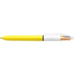 Stylo - 4 couleurs - pointe moyenne - bic - corps jaune Stylo - 4 couleurs - pointe moyenne - bic - corps jaune