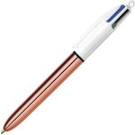 Stylo bille 4 couleurs bic shine rétractable pointe 1 mm - écriture moyenne - or rose Stylo bille 4 couleurs bic shine rétractable pointe 1 mm - écriture moyenne - or rose