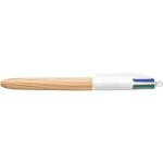 Stylo bille - bic - 4colours wood - design bois - pointe 1. 0 mm (moyenne) - rechargeable - pack 12