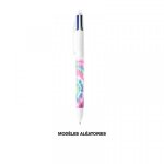 Stylo bille - 4 couleurs - pointe moyenne - motifs colorés - bic Stylo bille - 4 couleurs - pointe moyenne - motifs colorés - bic