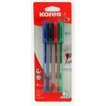 Stylos à bille - kores - lot de 4 - pointe médium - corps triangulaire - couleurs assorties Stylos à bille - kores - lot de 4 - pointe médium - corps triangulaire - couleurs assorties