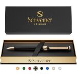Stylo bille - scriveiner - noir laqu� - finition or 24 carats - rechargeable - ergonomique