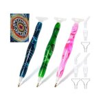 Stylo diamond painting - non spcifi - 3 pices - couleurs bleu rose vert - 15 pointes de pinceau - ...