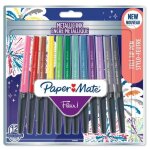 Stylo feutre - paper mate - flair metallic - blister de 12 - pointe m (10 mm) - encre  base deau