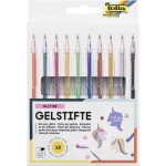 Stylo gel - folia - glitter - tui de 10 - couleurs assorties - mine 1 mm