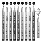 Stylos noir a pointe fine lot de 9 stylos feutre noir  pointes fine pour croquis bureau de dessin documents ...