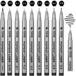 Stylos noir a pointe fine lot de 9 stylos feutre noir  pointes fine pour croquis bureau de dessin documents ...