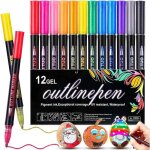 Stylo paillette - marque - 12 feutres paillettes magiques - pointe en coton - enfant - fille