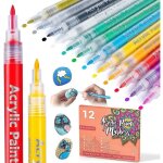 Stylos de peinture acrylique - premium - 12 couleurs - pointe fine - non toxique - ind�l�bile