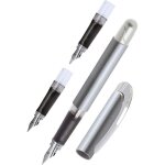 Stylo plume - calligraphie - 3 plumes diff�rentes - pour droitier - argent m�tal - online - college