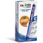 Stylos retractable carioca oops - lot de 12 stylos � bille rechargeables effa�ables - bleu