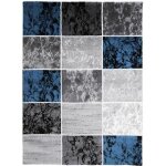 Subway cube tapis de salon contemporain en polypropylne - 160 x 230 cm - bleu