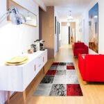 Subway cube tapis de salon en polypropyl�ne - 80x150 cm - rouge
