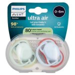 Sucettes - avent ultra air 2 sucettes orthodontiques de 0 � 6 mois (couleur : bleu)