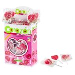 Sucette coeur gout cerise - lot de 200 - coloration de langue - bonbon sucette avec baton - sans gluten ...