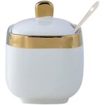 Sucrier en c�ramique - accueil cuisine - 11x8 cm - 300ml - avec cuill�re et couvercle