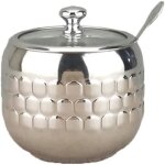 Sucrier - non spécifié - pot en acier inoxydable - couvercle transparent - 9x7 cm - antirouille Sucrier - non spécifié - pot en acier inoxydable - couvercle transparent - 9x7 cm - antirouille