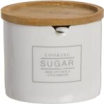 Sucrier en cramique blanc avec couvercle en bois 8 cm couleur: blanc 2776484clm