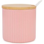 Sucrier en porcelaine - marque - mod�le - 250 ml - couvercle en bois - cuill�re en porcelaine