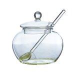 Sucrier en verre - maison - 250ml - transparent - avec couvercle et cuill�re - multi - usage