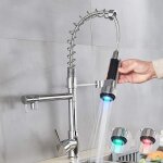 Junsottor robinet de cuisine led - douchette flexible - pivotante 360° - robinet mitigeur - chrome Junsottor robinet de cuisine led - douchette flexible - pivotante 360° - robinet mitigeur - chrome