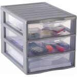 Sundis mini tour de rangement orgamix a4 mm 3 tiroirs 365x26x255 cm gris