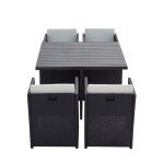 Sunset 4 - salon de jardin encastrable 4 places en rsine tresse gris anthracite et blanc