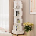 Supfine biblioth�que pivotante � 360� avec 16 compartiments ouverts �tag�re livre � roulettes 4 niveaux ...