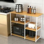 Supfine etag�re de cuisine en m�tal et bois meuble rangement desserte de cuisine etag�re pour four � ...