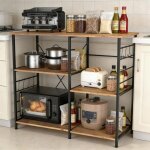 Supfine �tag�re de cuisine meuble de rangement support pour four � micro - ondes en bois desserte de ...