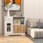 Supfine meuble micro onde buffet cuisine avec placard tiroir �tag�re r�glable meuble cuisine rangement ...