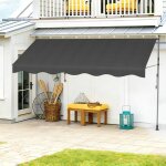 Supfine store banne manuel r�tractable pour terrasse marquise soleil de balcon 350cm auvent t�l�scopique ...