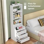 Supfine table de chevet haute avec station de charge table de nuit avec �tag�res meuble de rangement ...
