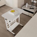 Supfine table de lit avec roulettes table dappoint en forme de c avec �tag�res de rangement ouvertes ...