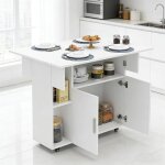 Supfine table pliante avec 2 abattants avec 1 armoire et 3 �tag�res ouvertes table de cuisine salle � ...